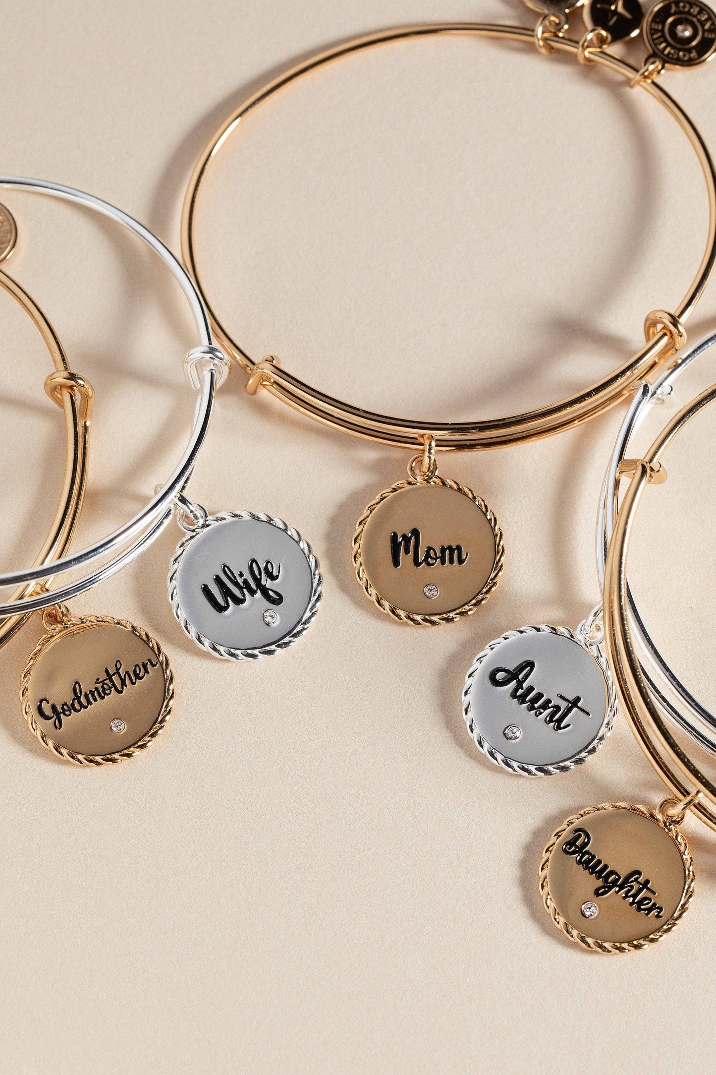 Mom Charm Bangle: Gold