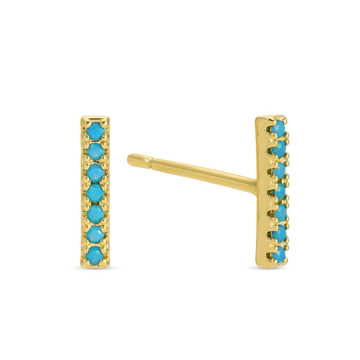 Light Blue Pavé Bar Studs