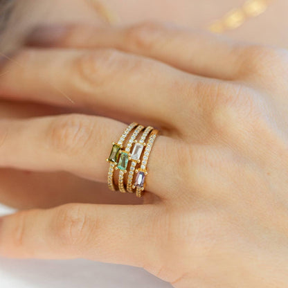 Just A Touch Of Color Pavé Adjustable Ring