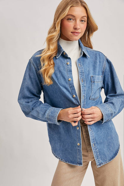 DENIM BUTTON DOWN OVERSIZED SHIRTS
