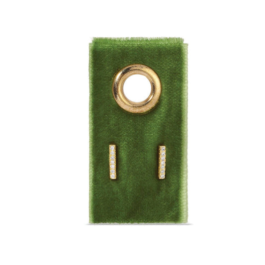 Pavé Bar Studs On Velvet Gift Tag: Gold
