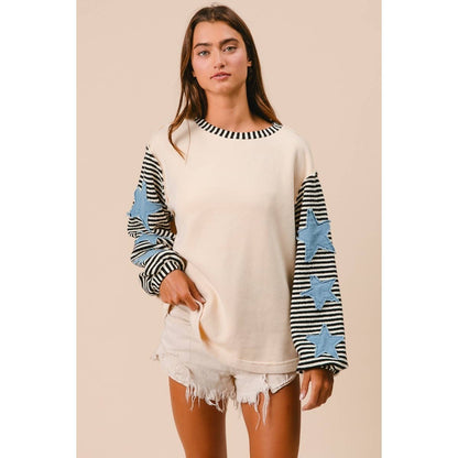 STRIPE MIXED PATCHED TOP
