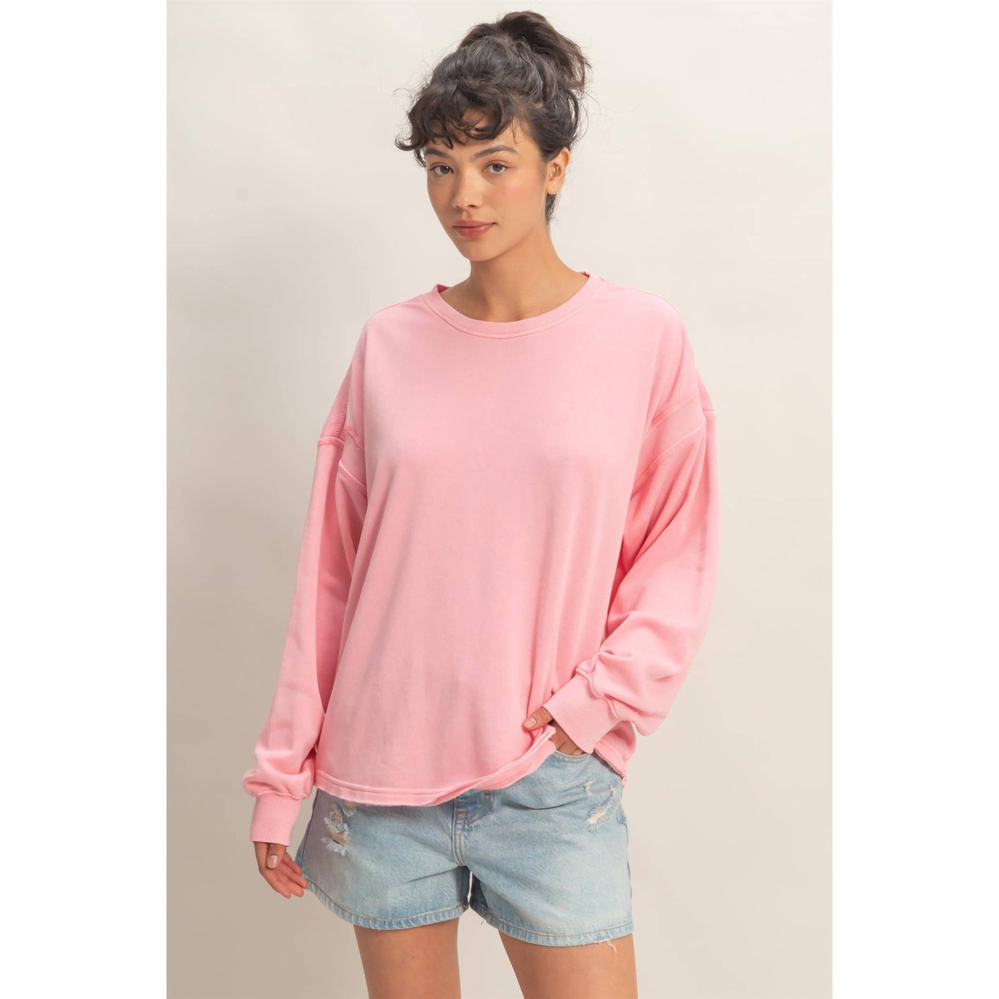Oversized Cross Detail Open Back Sweatshirt