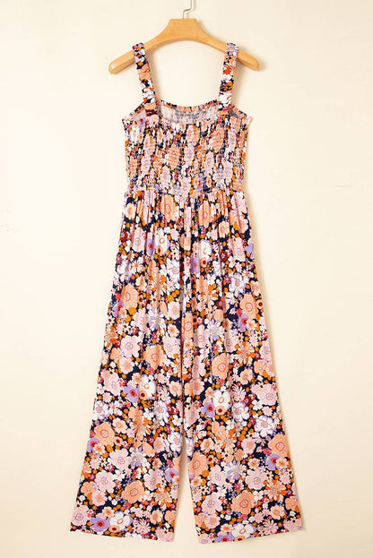 Roxane | Floral Smocked High Waist Square Neck Jumpsuit