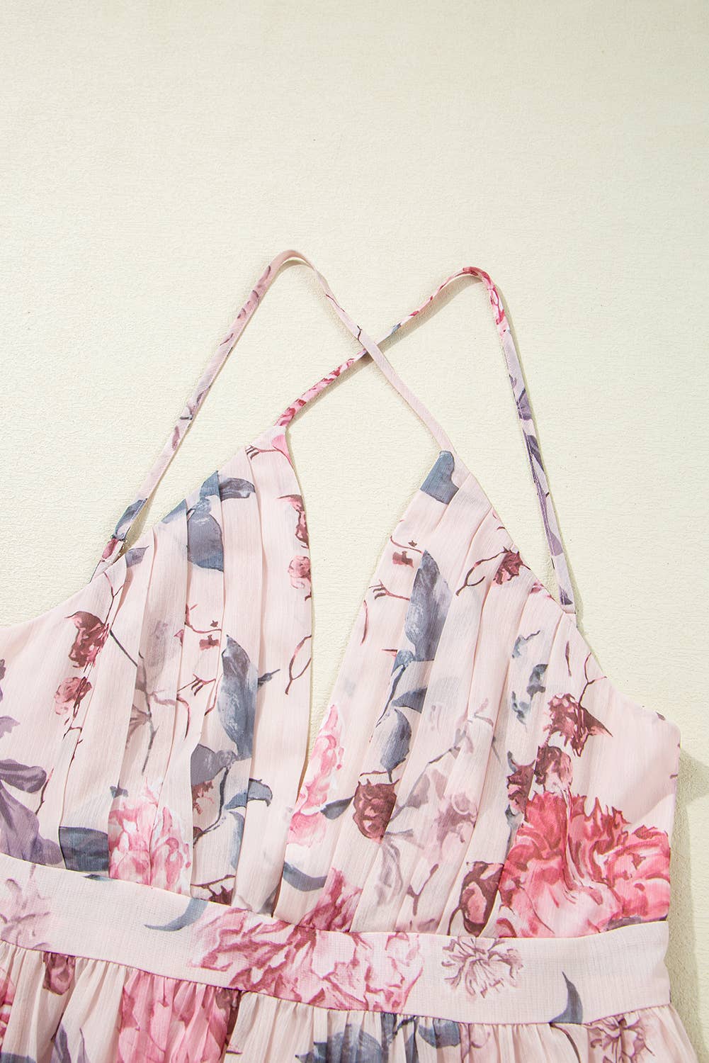 Rachelle | Floral Pleated Empire Waist Backless Dress