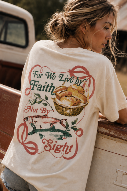 Live by Faith Loaves and Fish Cream T-Shirt