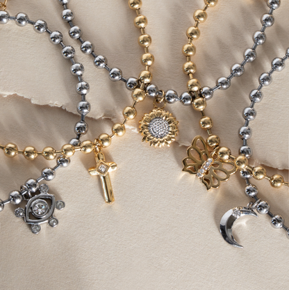 Cross Ball Chain Bracelet: Stainless Steel Gold