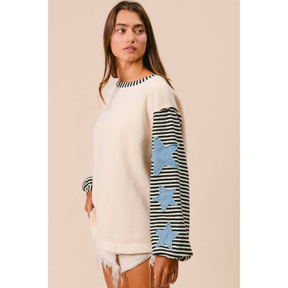 STRIPE MIXED PATCHED TOP