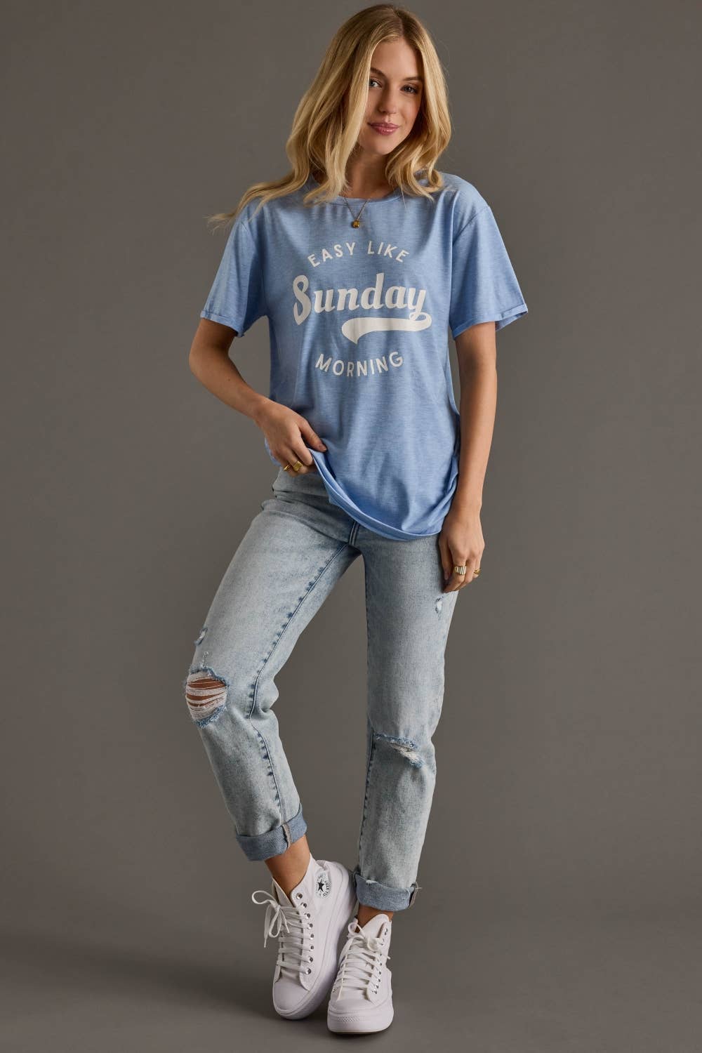 Lt. Blue Easy Like Sunday Morning Tee