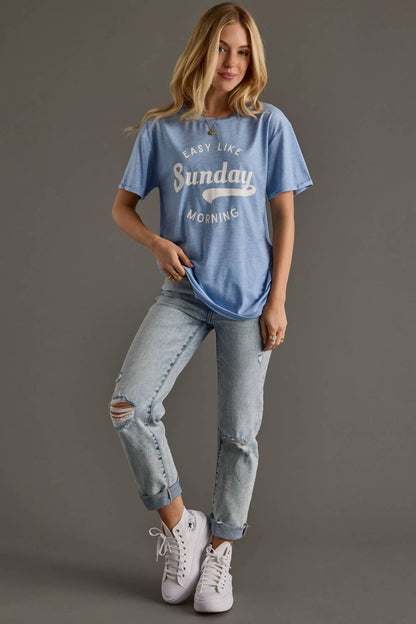 Lt. Blue Easy Like Sunday Morning Tee