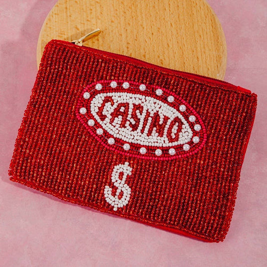 Casino Money Seed Beaded Coin Purse: MULTI