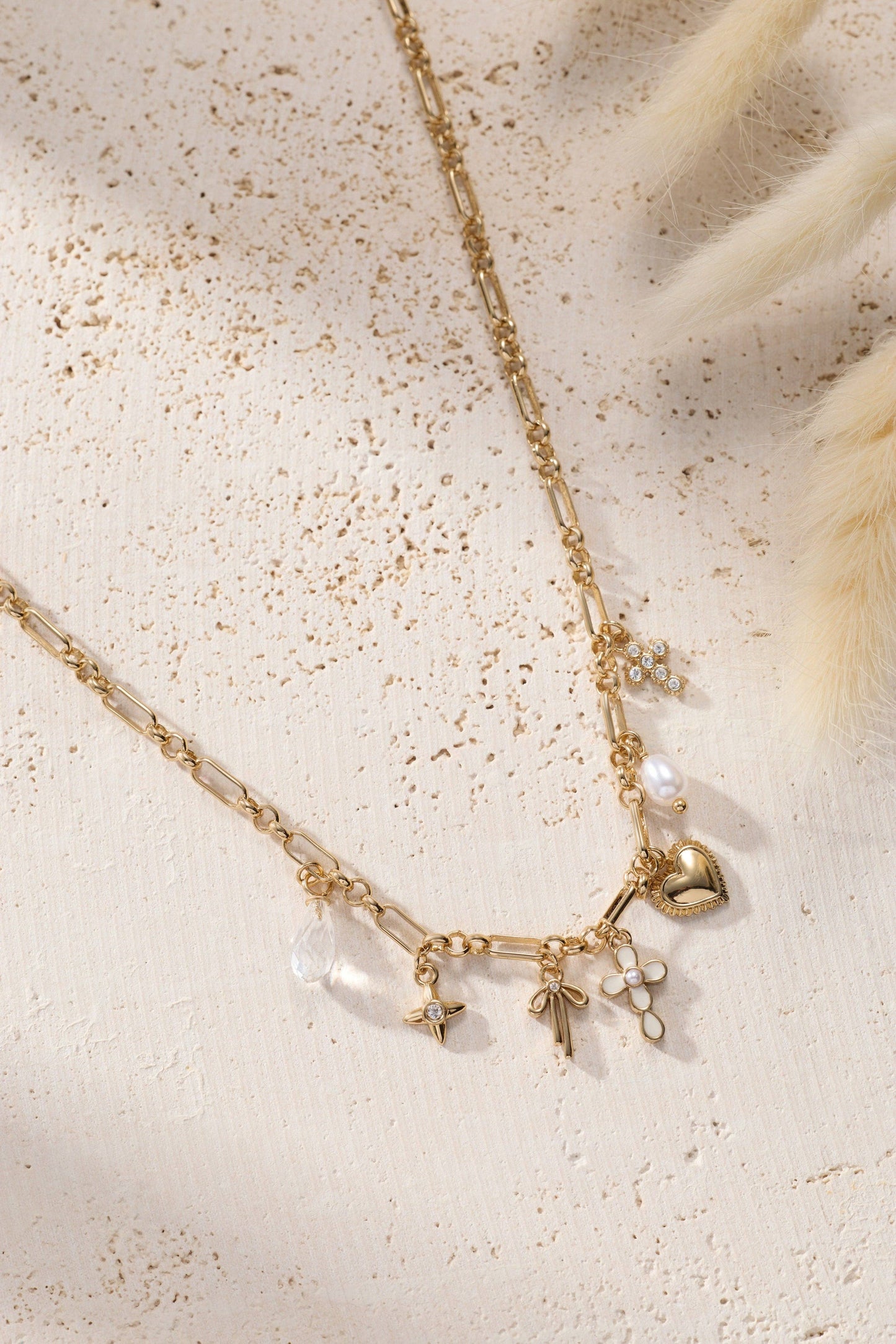 Coquette Christian Charm Necklace: Gold