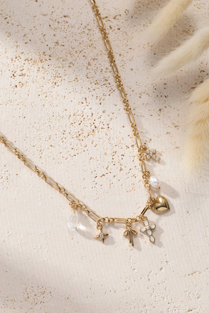 Coquette Christian Charm Necklace: Gold