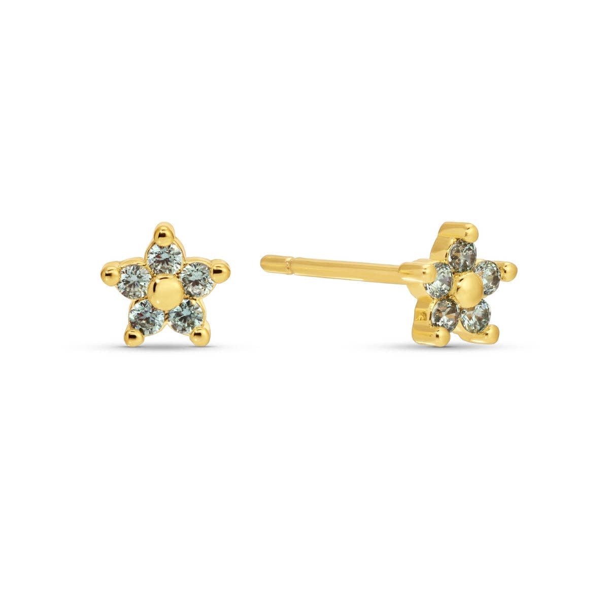 Delicate Flower Studs on Velvet Tag: Clear
