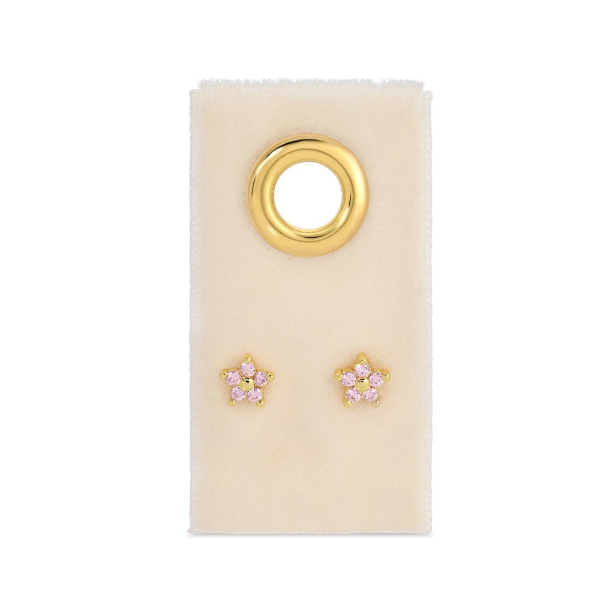 Delicate Flower Studs on Velvet Tag: Clear