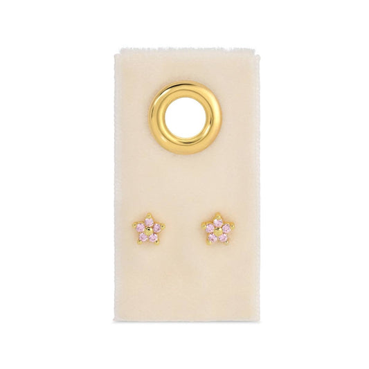 Delicate Flower Studs on Velvet Tag: Pink