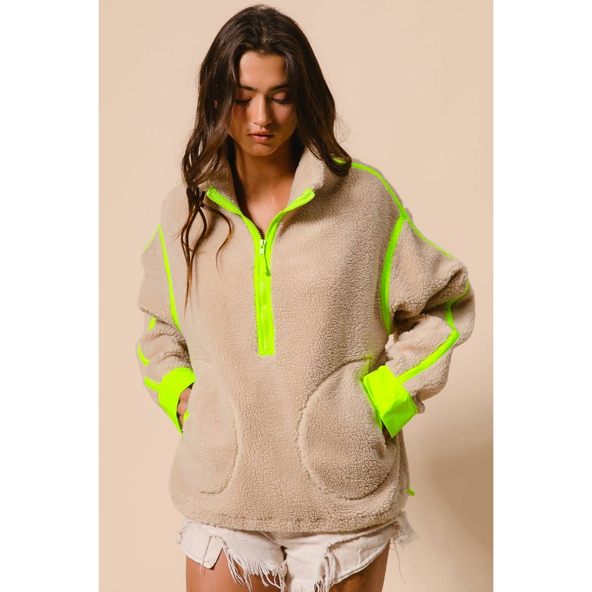 HALF ZIP UP SHERPA JACKET