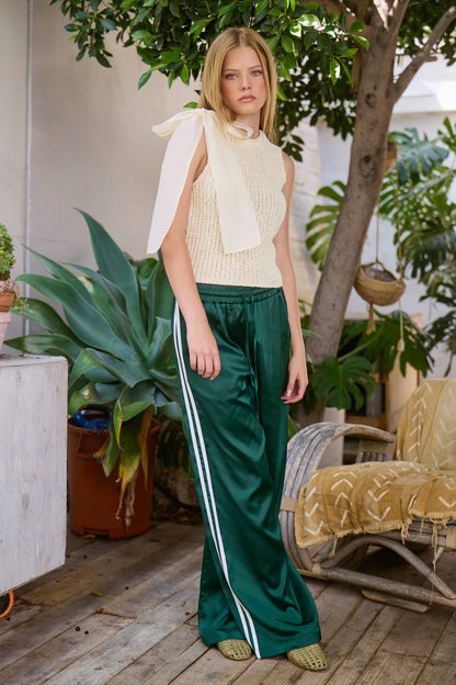 Satin Track Pants with Side Stripes