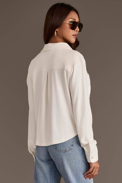 Ivory Cropped Soft Button Up