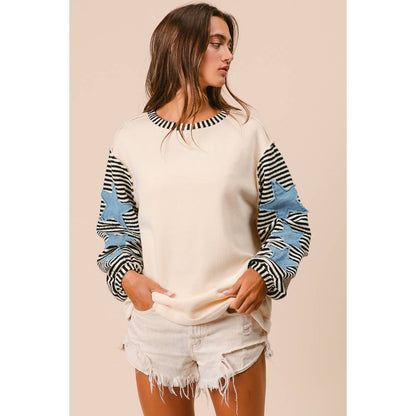 STRIPE MIXED PATCHED TOP