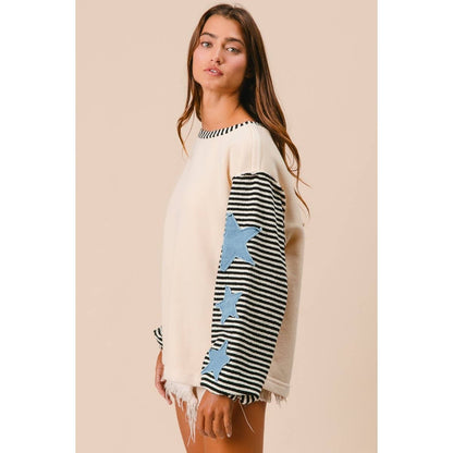 STRIPE MIXED PATCHED TOP