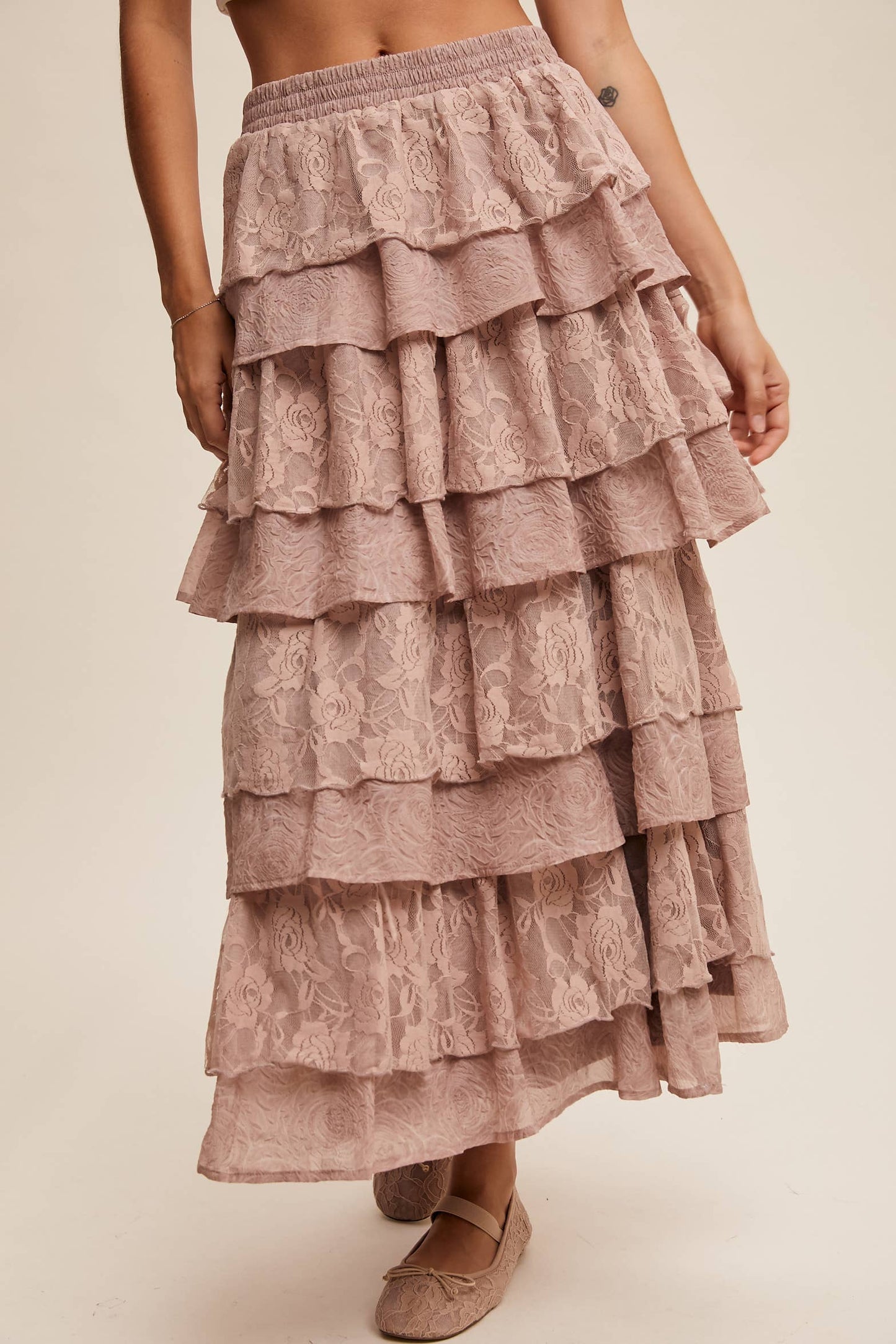 Lace Tiered Maxi Skirt