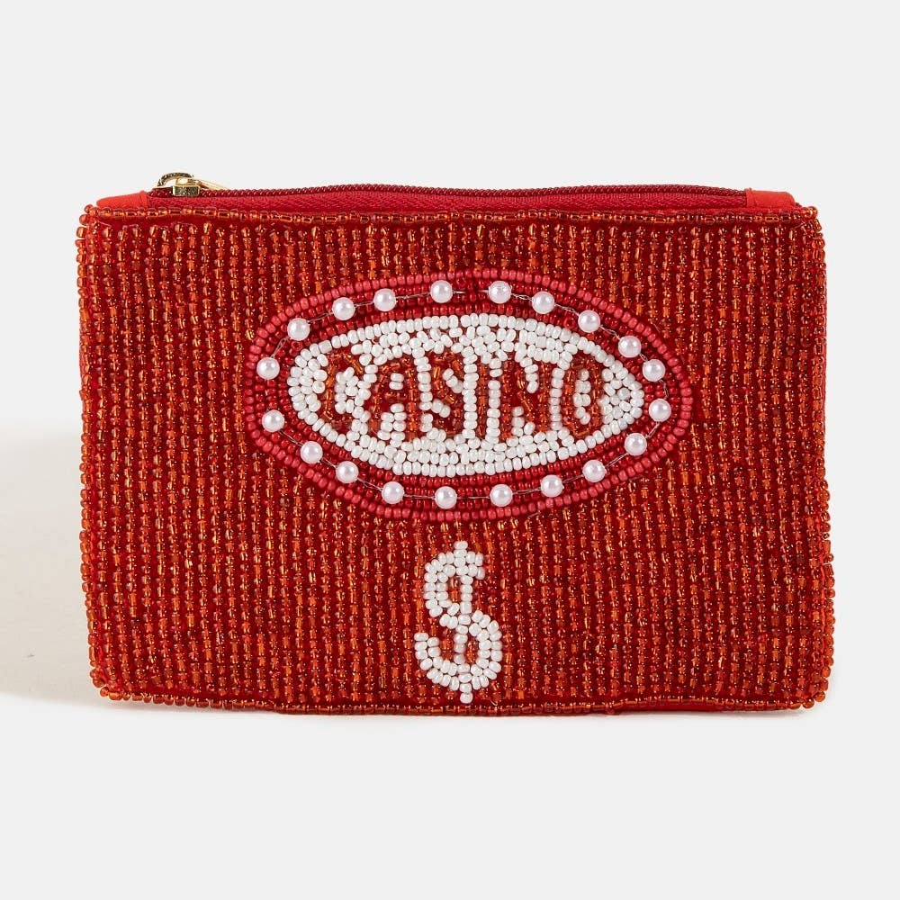 Casino Money Seed Beaded Coin Purse: MULTI