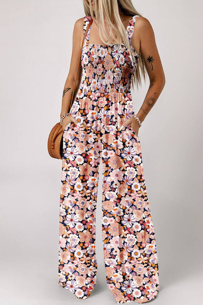 Roxane | Floral Smocked High Waist Square Neck Jumpsuit