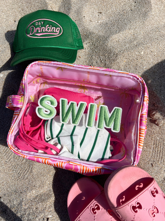 Swim Pink Palms - Clear XL