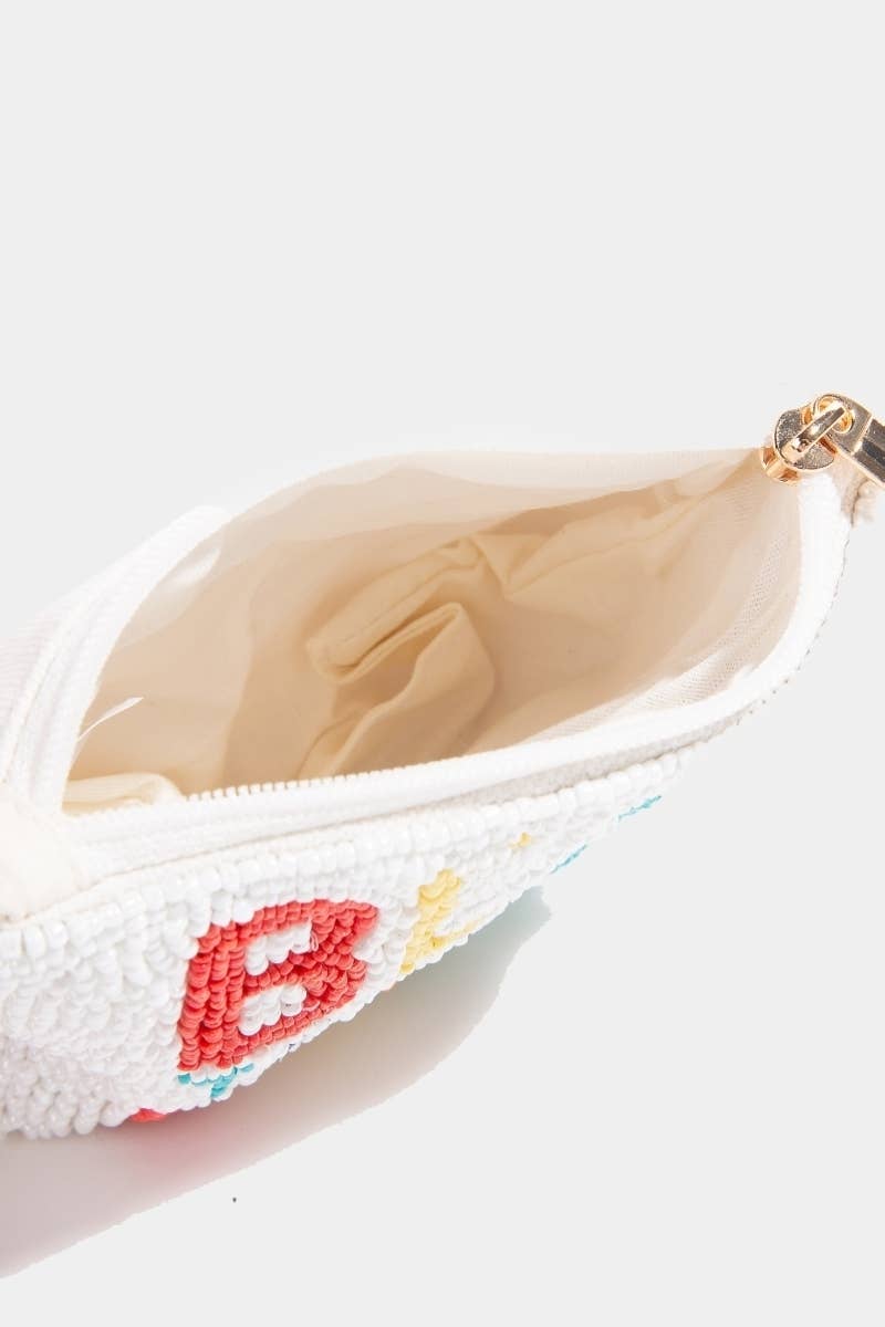 Best Teacher Ever Seed Beaded Coin Purse: MULTI