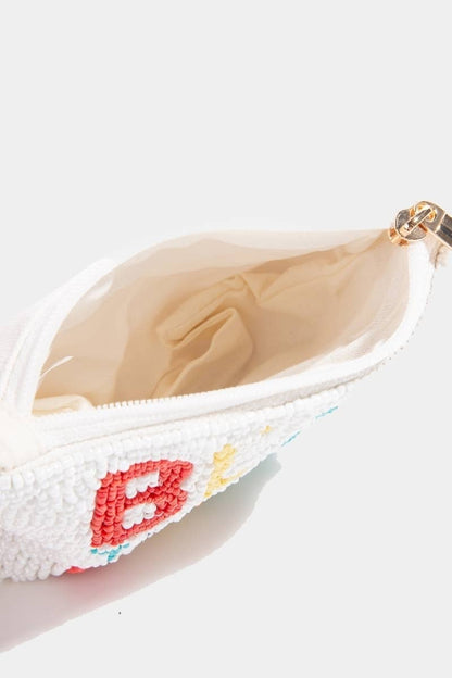Best Teacher Ever Seed Beaded Coin Purse: MULTI