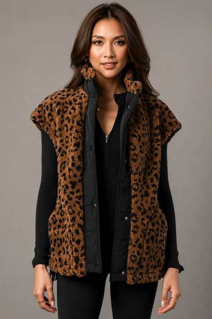Brown & Black Leopard Fleece Vest