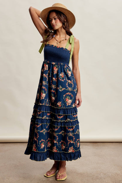 Floral Smocked Tiered Maxi Dress