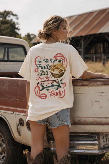 Live by Faith Loaves and Fish Cream T-Shirt