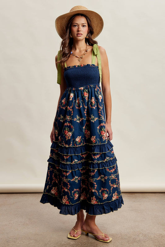 Floral Smocked Tiered Maxi Dress