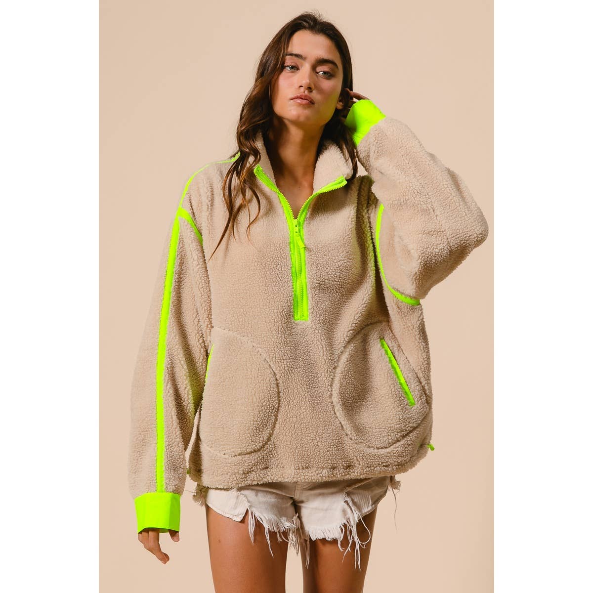 HALF ZIP UP SHERPA JACKET