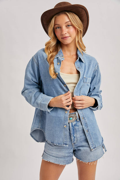 DENIM BUTTON DOWN OVERSIZED SHIRTS
