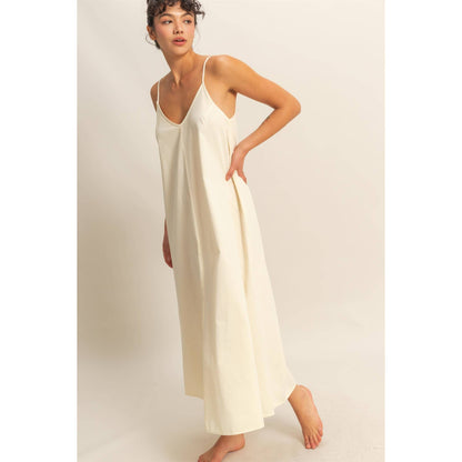 Dyed V-Neck Loose Maxi Dress