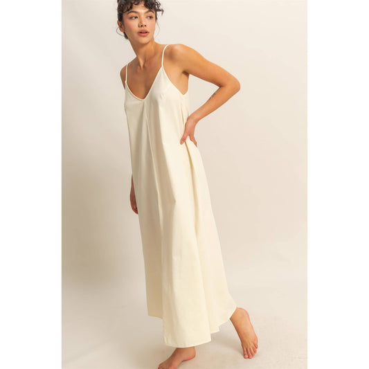 Dyed V-Neck Loose Maxi Dress