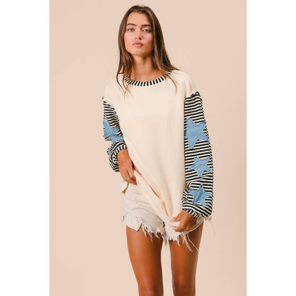 STRIPE MIXED PATCHED TOP