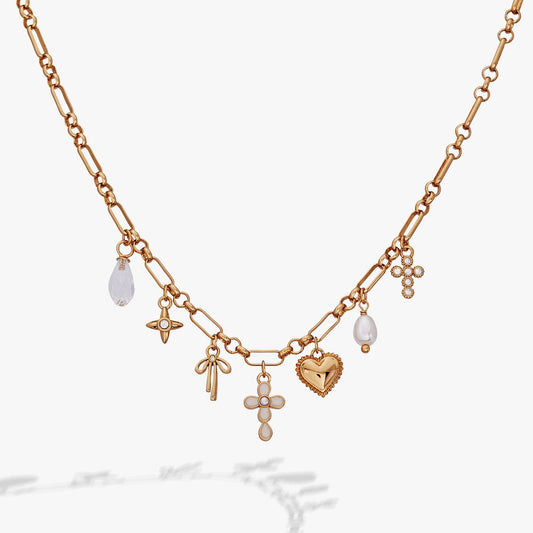 Coquette Christian Charm Necklace: Gold