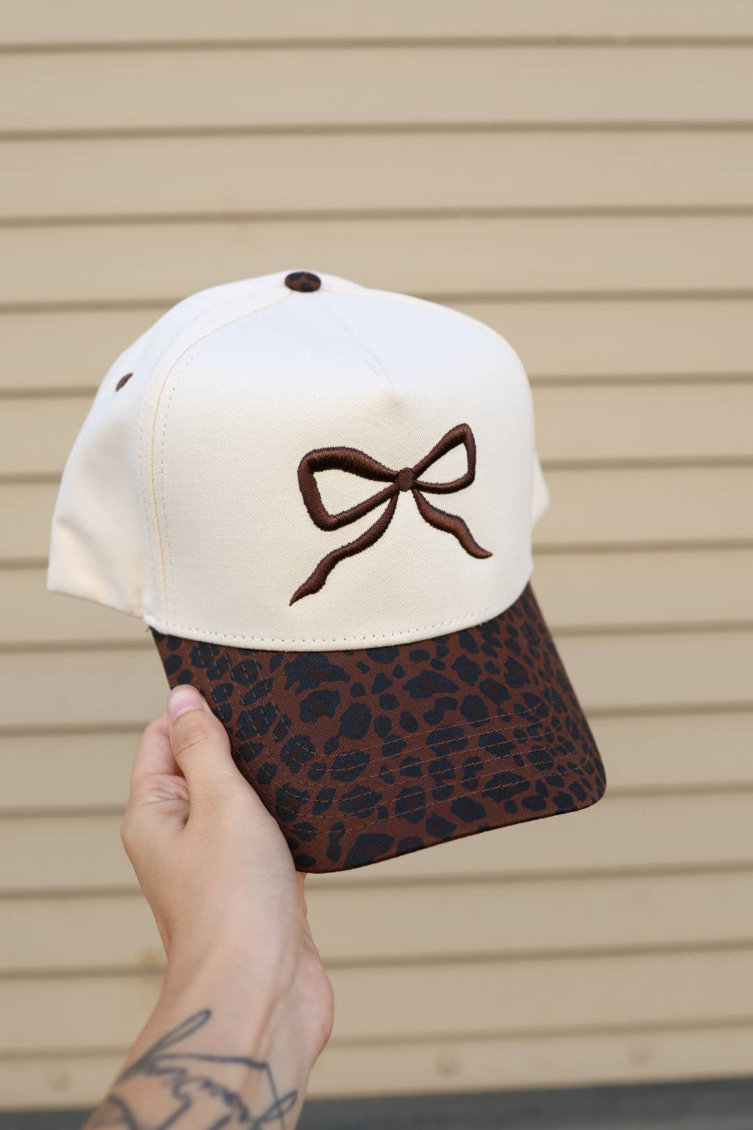 Leopard 3D puff Bow hat 