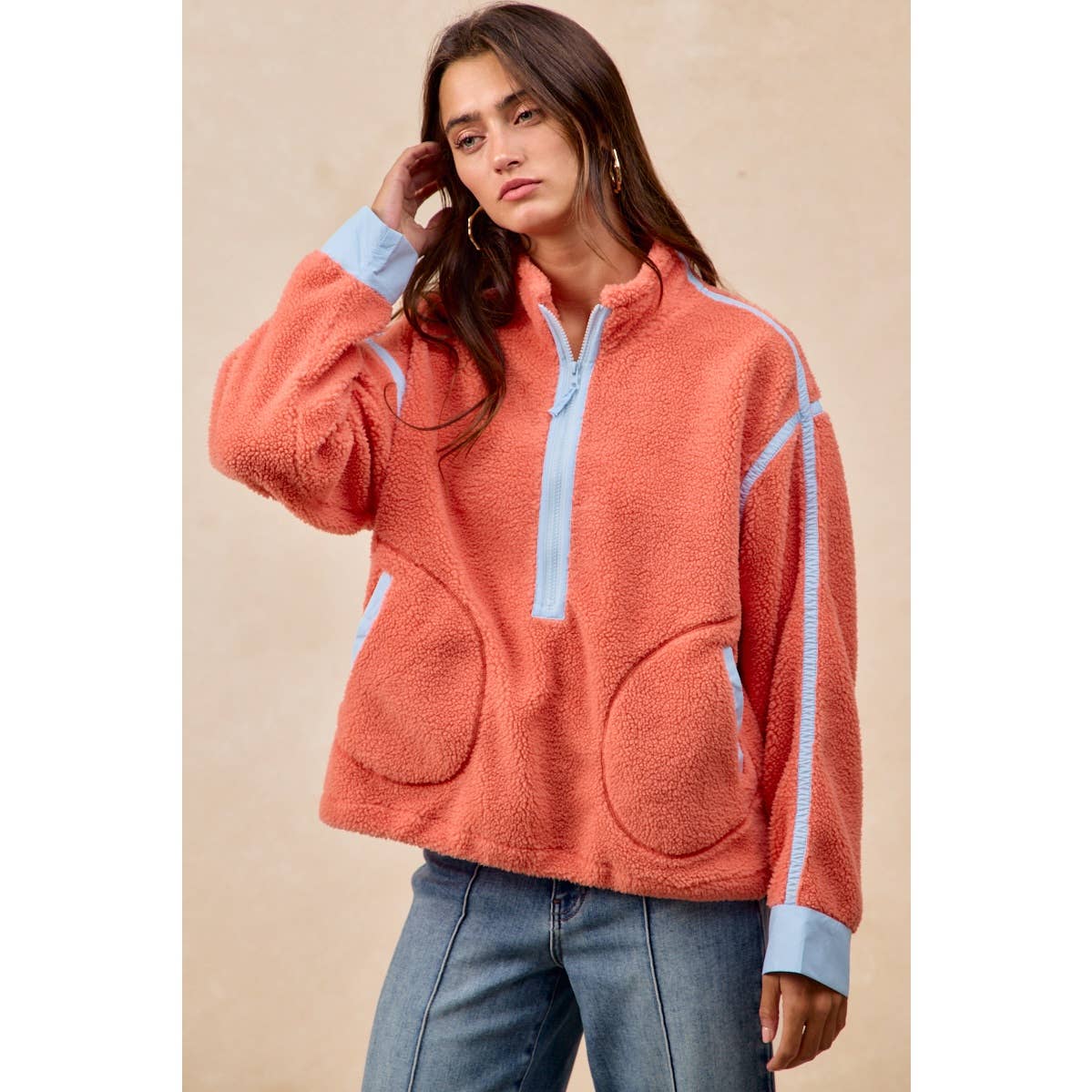 HALF ZIP UP SHERPA JACKET