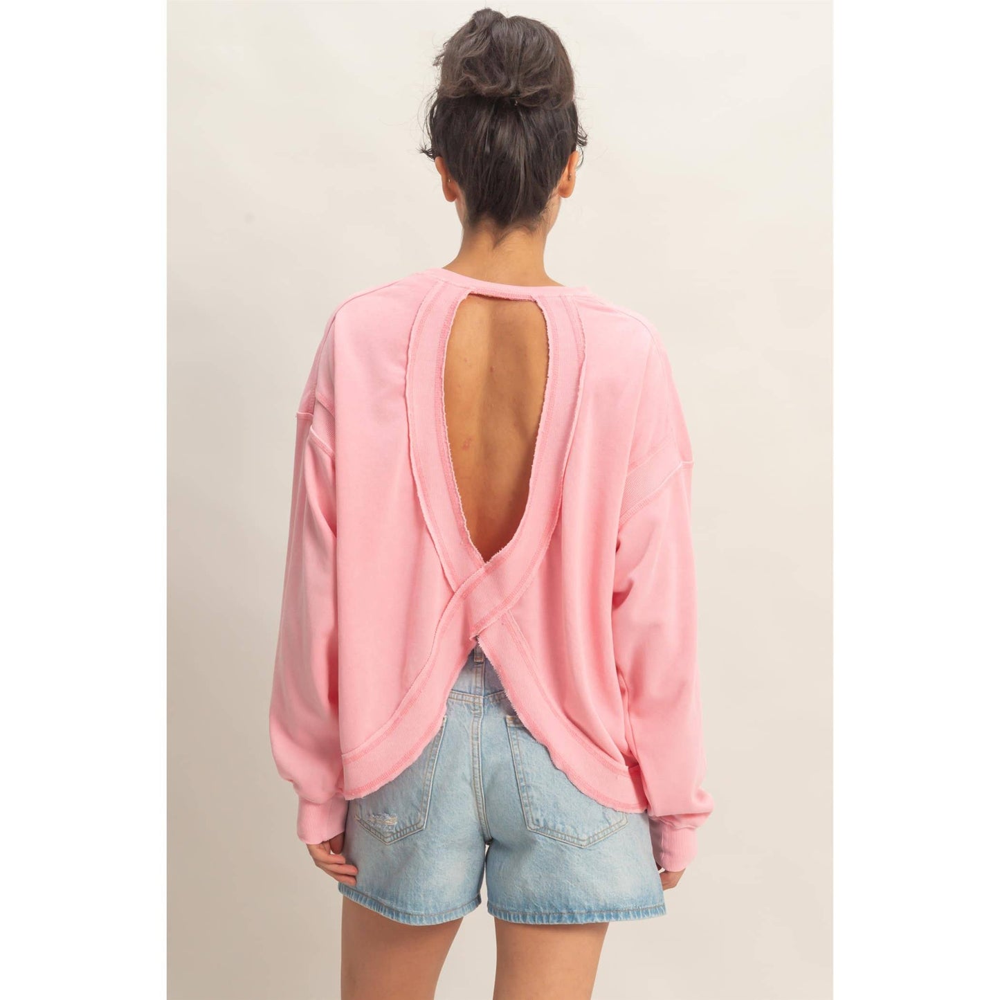 Oversized Cross Detail Open Back Sweatshirt