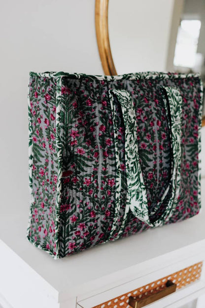 Moss and Petal Quilted Market Bag
