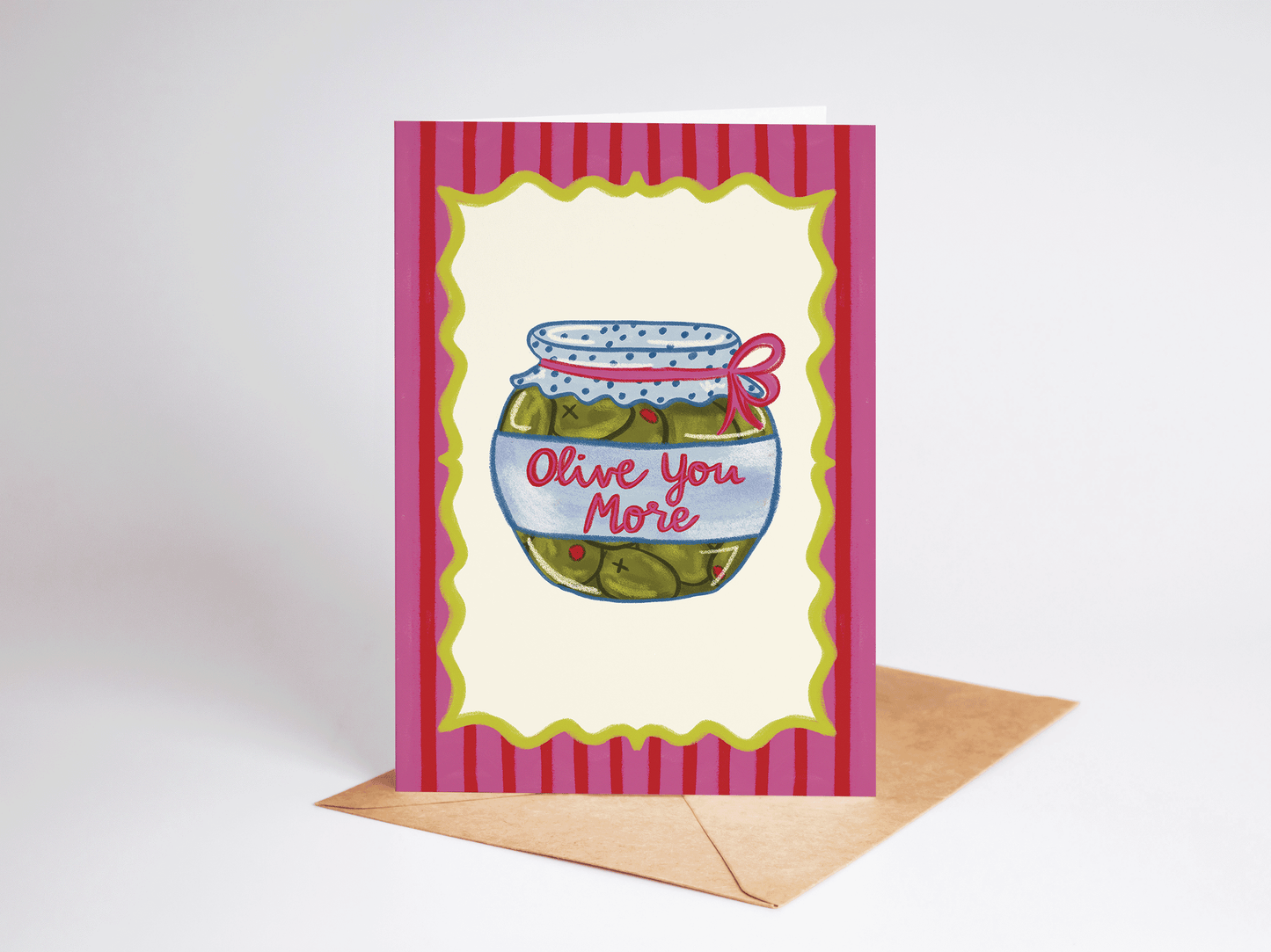 Olive You More Valentine's Day Love Romance Greeting Card