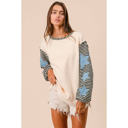 STRIPE MIXED PATCHED TOP