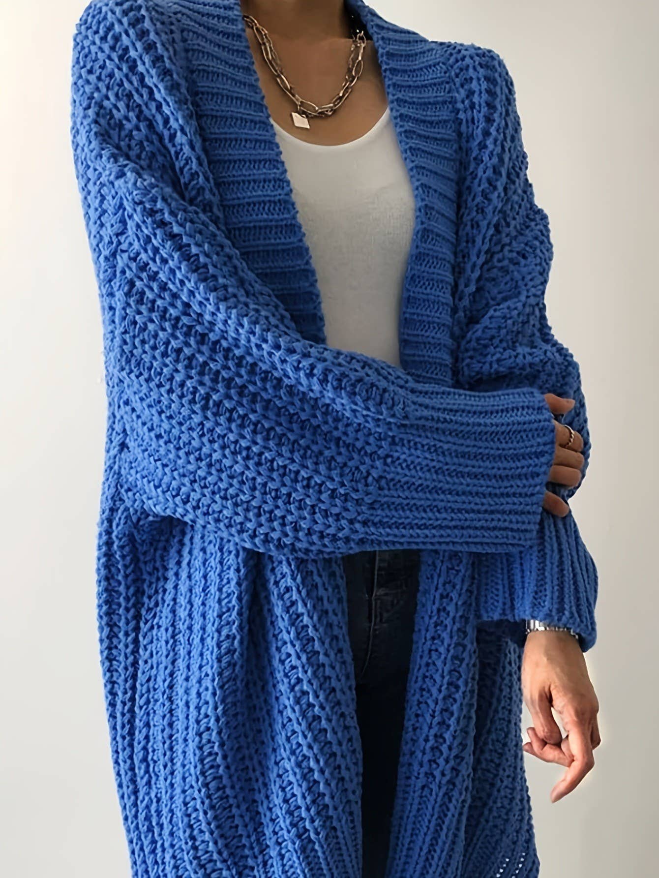Slouchy Open Front Chunky Cardigan