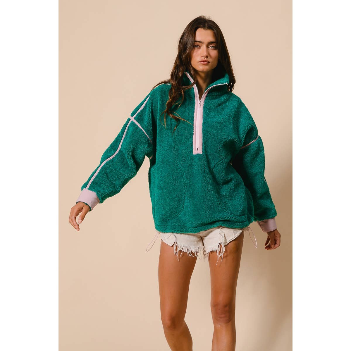 HALF ZIP UP SHERPA JACKET