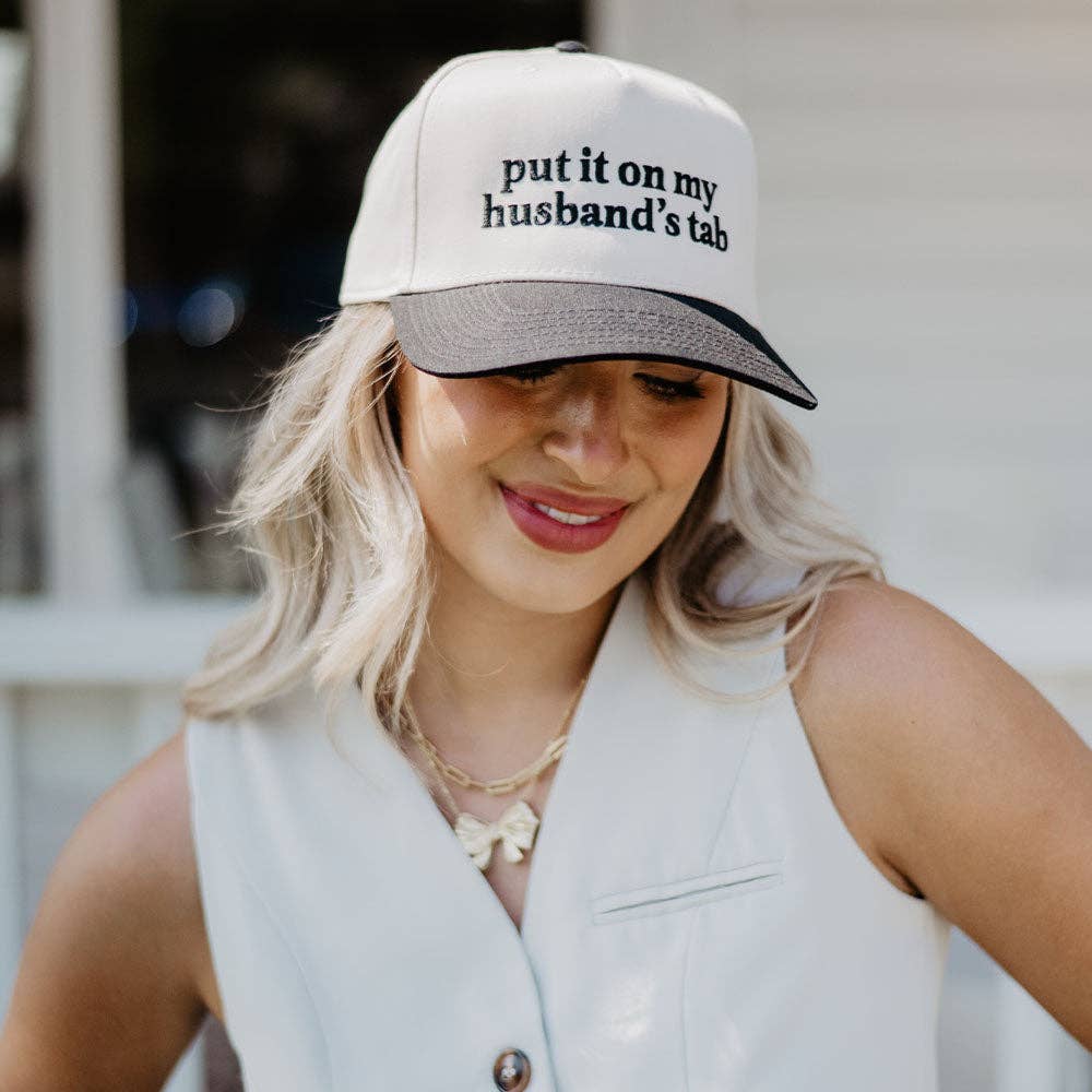 Put It On My Husband's Tab Mother's Day Two-Toned Vintage Hat